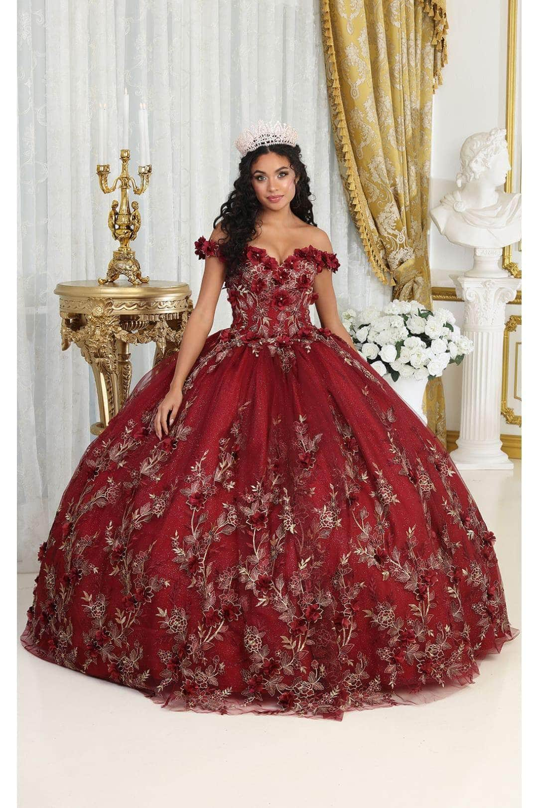 May Queen LK215 - Floral Applique Ballgown Quinceanera Dresses 