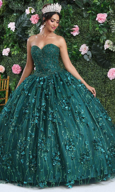 May Queen LK217 - Applique Sweetheart Ballgown Quinceanera Dresses 4 / Hunter Green