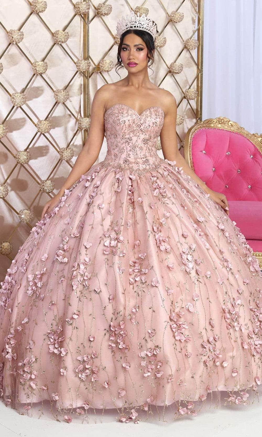 May Queen LK217 - Applique Sweetheart Ballgown Quinceanera Dresses 4 / Rose Gold
