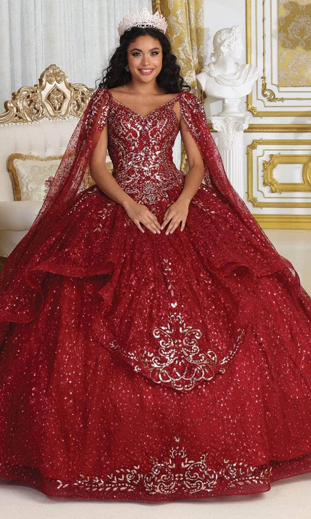 Gold Quinceanera Long Sleeve Burgundy Quinceanera Dresses May Queen LK218 Long Ballgown Dress Metallic Lace Appliques, Gold Quinceanera Long Sleeve Burgundy Quinceanera Dresses May Queen LK218 Long Ballgown Dress Metallic Lace Appliques,
