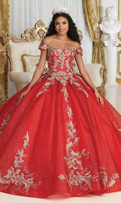 May Queen LK219 - Metallic Lace Ballgown Quinceanera Dresses 4 / Red/Gold