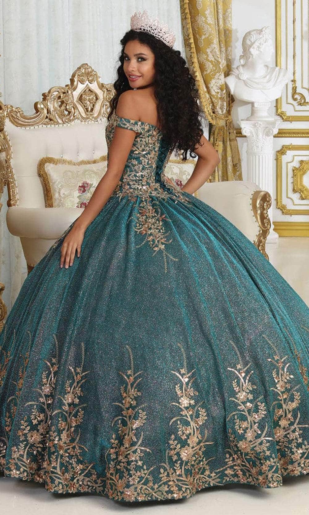 May Queen LK220 - Long Ballgown Dress - Metallic Lace Appliques, Sweetheart Bodice, Rhinestones, Corset Back, Sweep Train ADASA May Queen LK220 - Long Ballgown Dress - Metallic Lace Appliques, Sweetheart Bodice, Rhinestones, Corset Back, Sweep Train ADASA