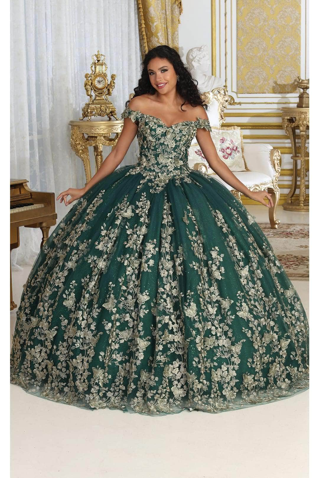 May Queen LK223 - Butterfly Ornate Ballgown Quinceanera Dresses 