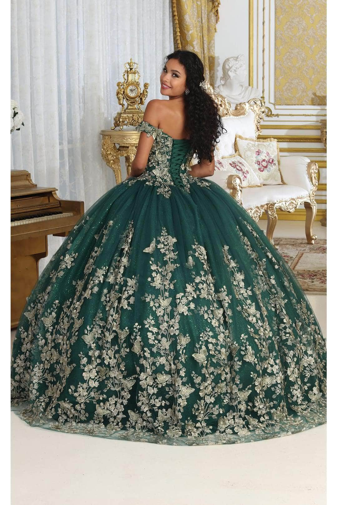 May Queen LK223 - Butterfly Ornate Ballgown Quinceanera Dresses 