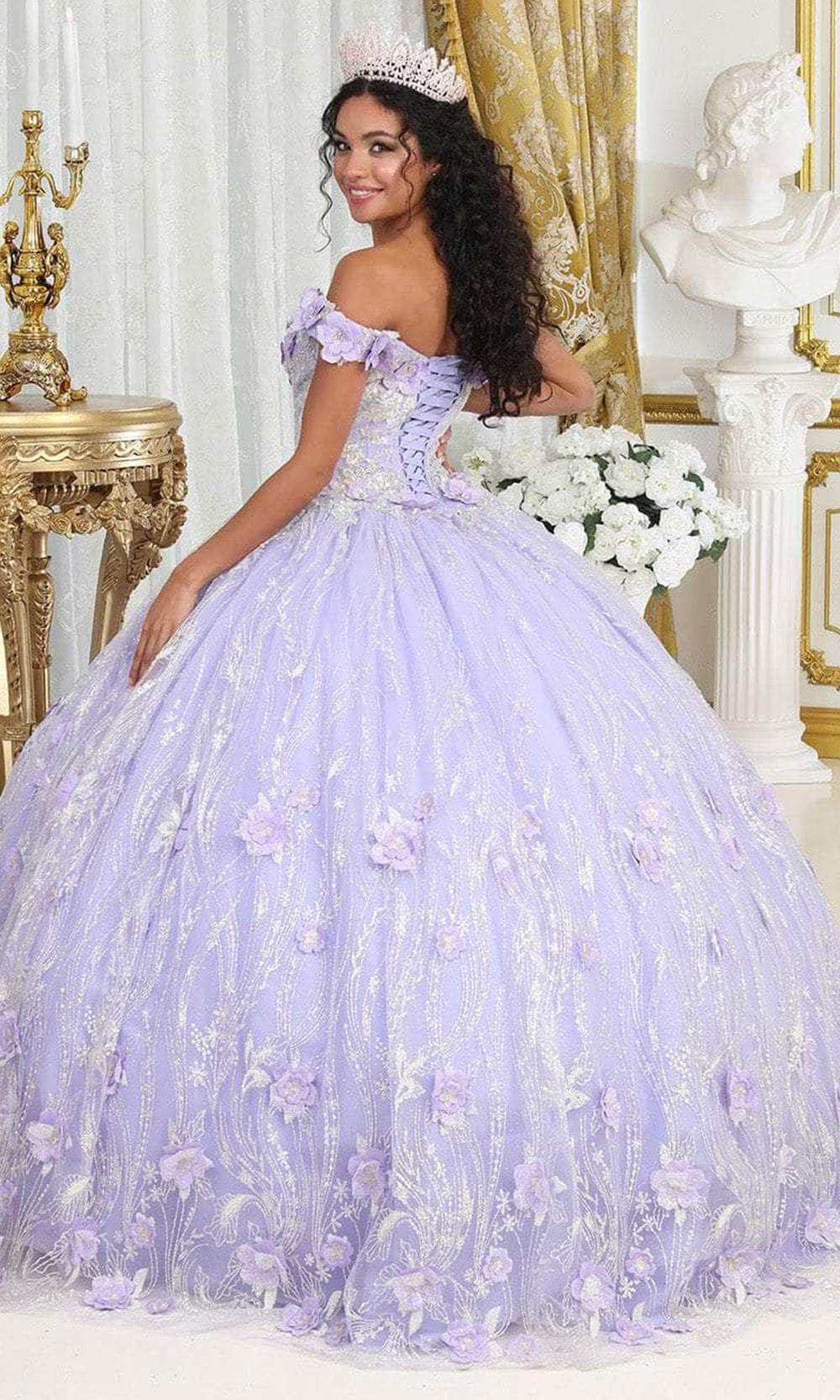 May Queen LK225 - Off Shoulder Floral Ballgown Quinceanera Dresses 