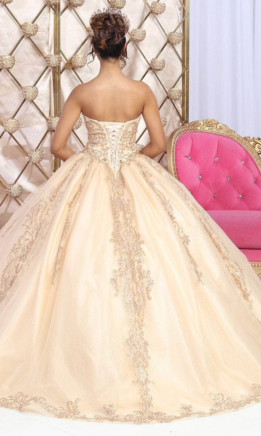 May Queen LK230 - Long Ballgown Dress - Metallic Lace Appliques, Rhinestones, Corset Back, Sheer Cape, Sweep Train 10 / Burgundy/Gold May Queen LK230 - Long Ballgown Dress - Metallic Lace Appliques, Rhinestones, Corset Back, Sheer Cape, Sweep Train 10 / Burgundy/Gold