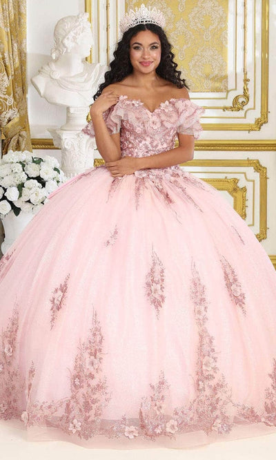 May Queen LK233 - Ruffled Off Shoulder Ballgown Quinceanera Dresses 4 / Pink