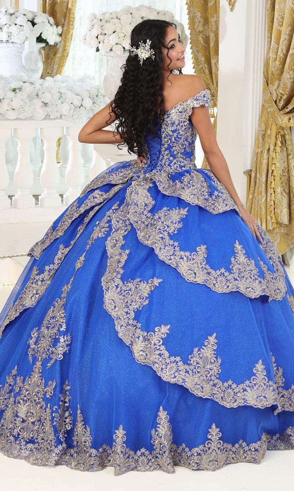 May Queen LK234 - Off Shoulder Tiered Ballgown Quinceanera Dresses 