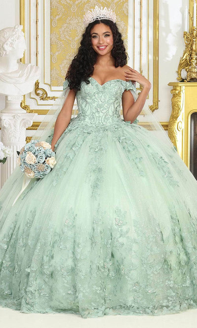 May Queen LK236 - Off Shoulder Ballgown Special Occasion Dresses 4 / Sage