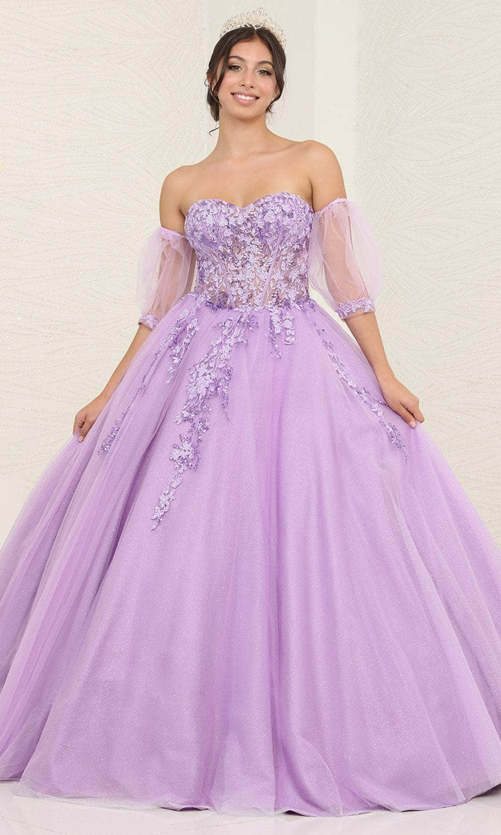 May Queen LK237 - Illusion Corset Ballgown Quinceanera Dresses 4 / Lilac