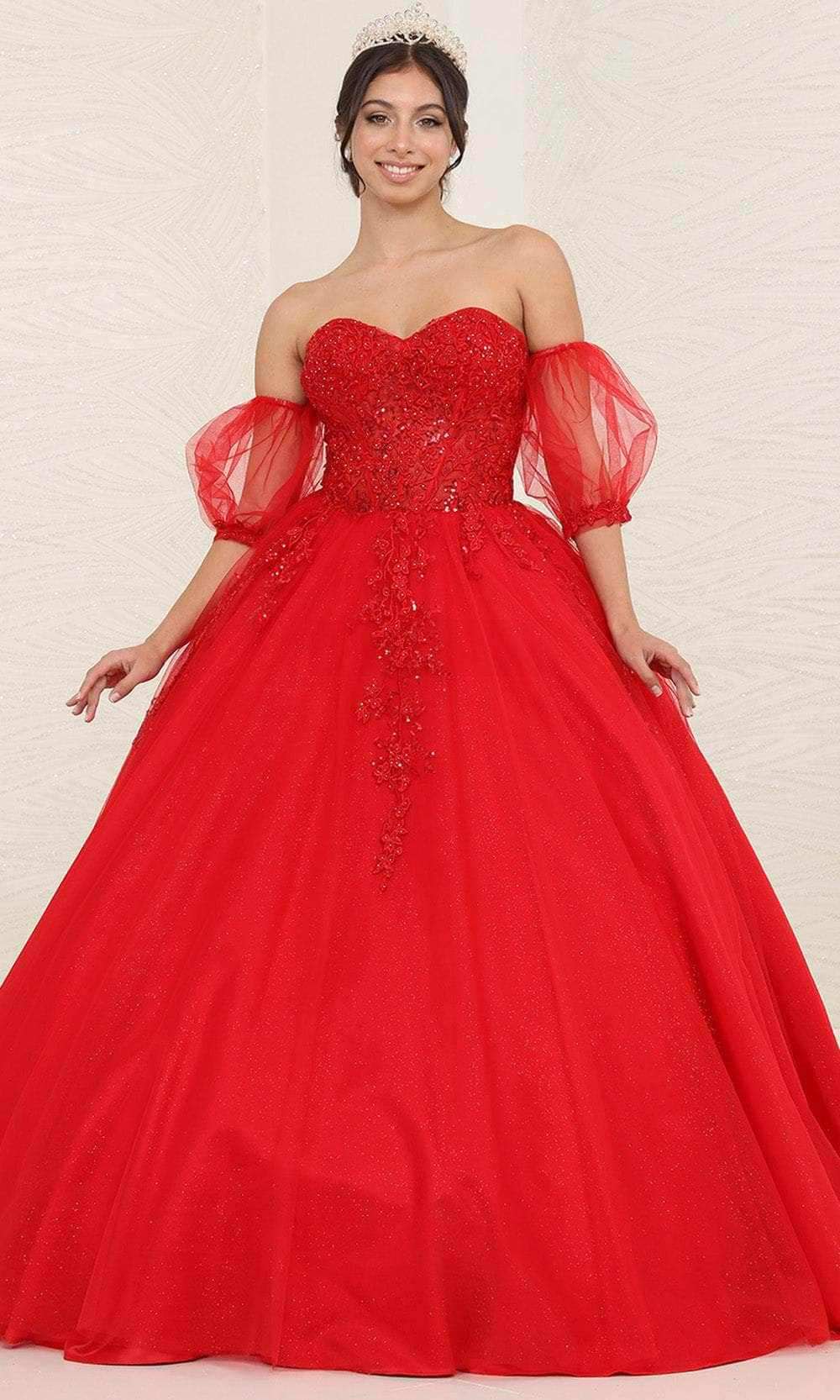 May Queen LK237 - Illusion Corset Ballgown Quinceanera Dresses 4 / Red