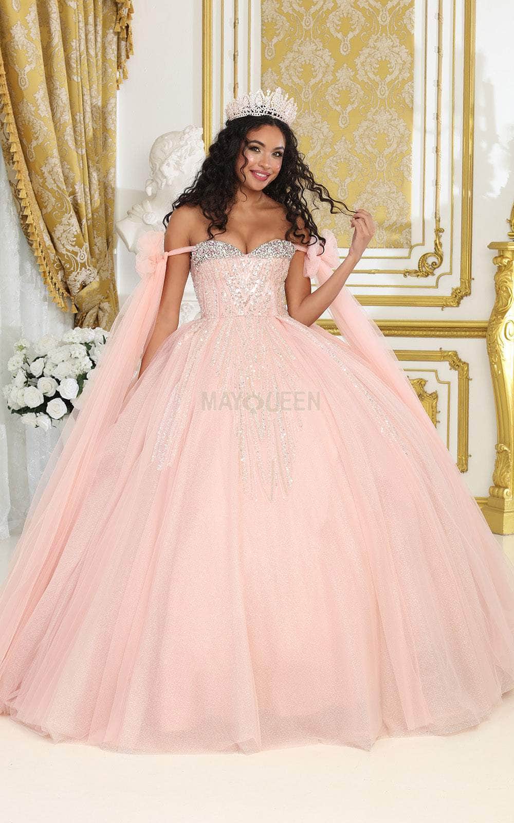 May Queen LK238 - Bow Accent Corset Ballgown Special Occasion Dresses
