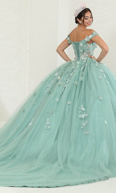 May Queen LK240 - Floral Detailed Ballgown Special Occasion Dresses