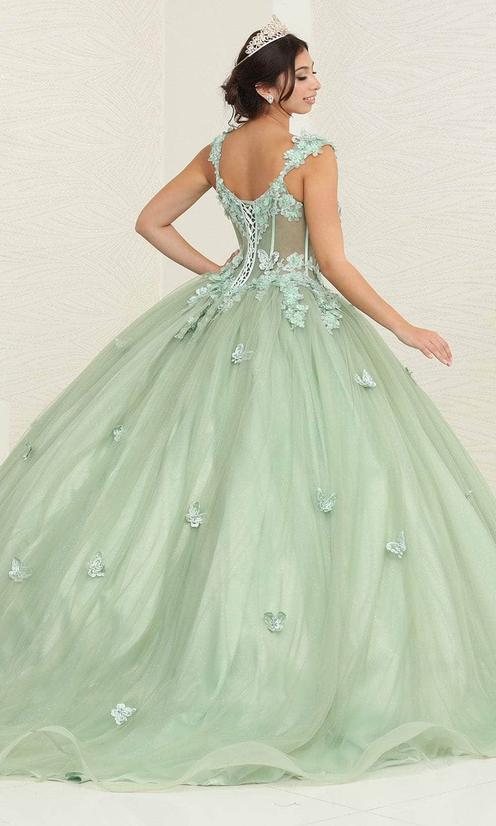 May Queen LK242 - Butterfly Applique Ballgown Special Occasion Dresses