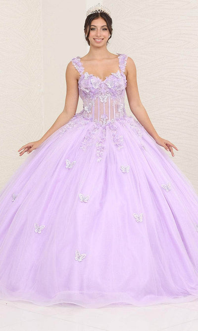 May Queen LK242 - Butterfly Applique Ballgown Special Occasion Dresses 4 / Lilac