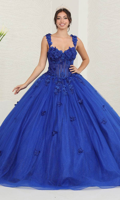 May Queen LK242 - Butterfly Applique Ballgown Special Occasion Dresses 4 / Royal