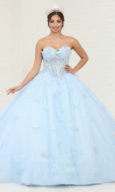 May Queen LK246 - Butterfly Corset Ballgown Special Occasion Dresses 2 / Baby Blue