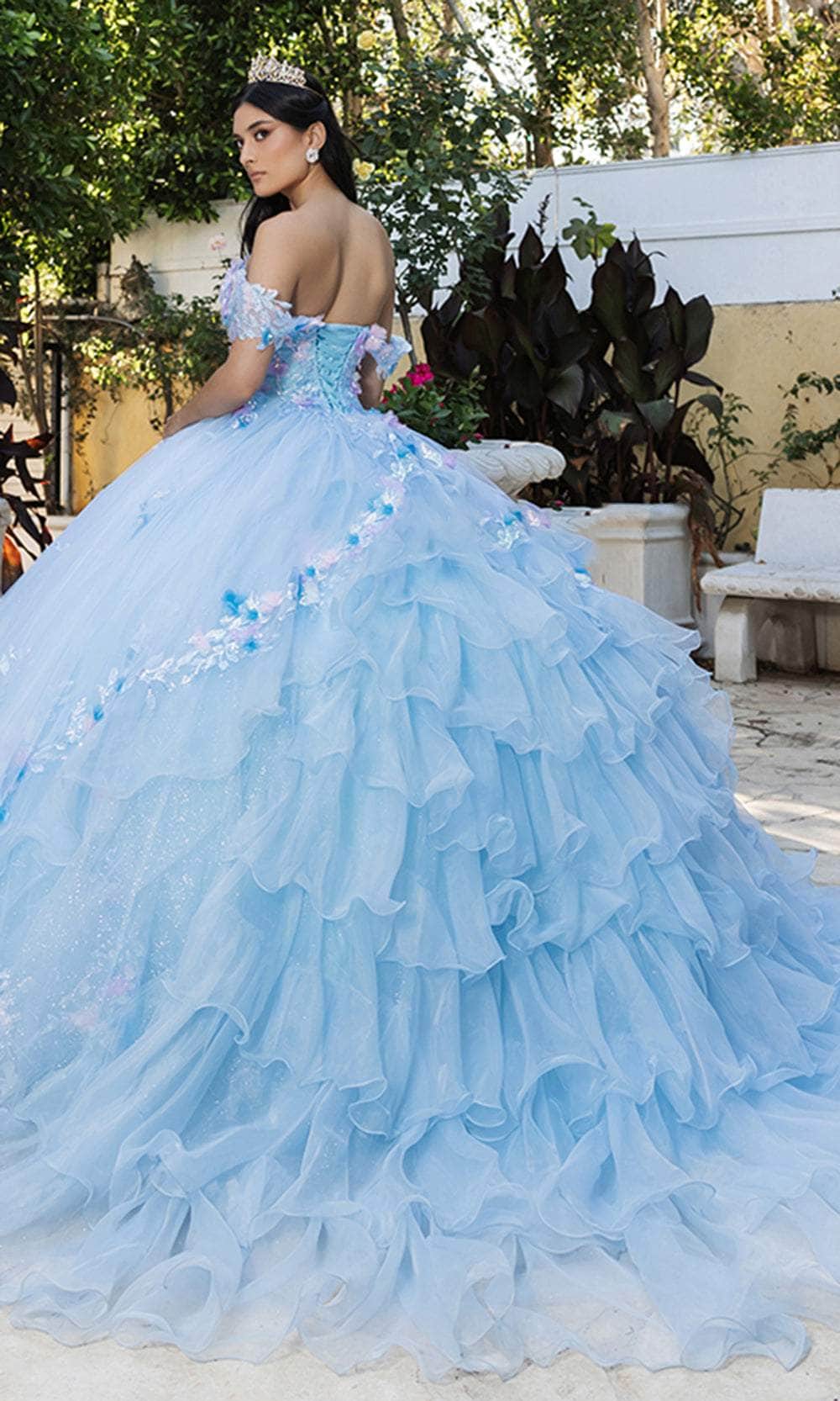 May Queen LK247 - Glitter Floral Applique Ballgown Quinceanera Dresses