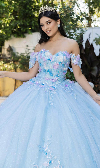 May Queen LK247 - Glitter Floral Applique Ballgown Quinceanera Dresses