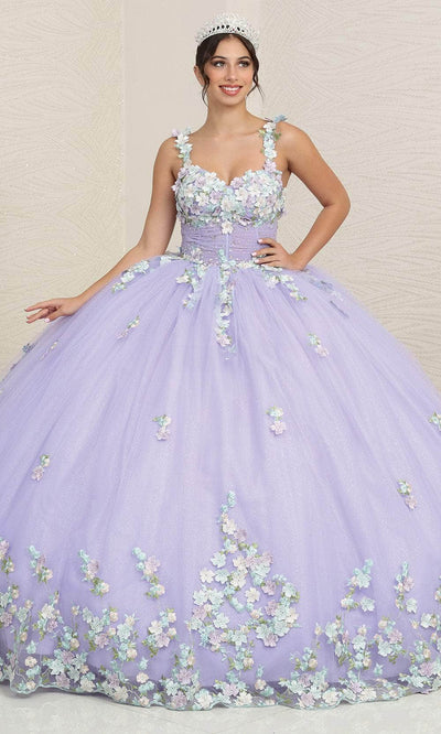 May Queen LK249 - Blossom Ornate Ballgown Special Occasion Dresses 2 / Lilac/Multi