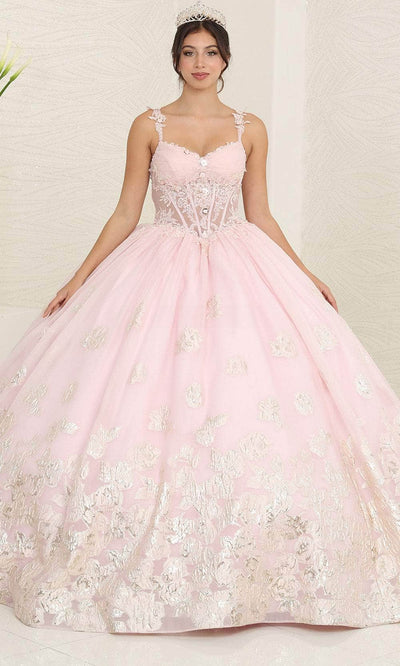 May Queen LK256 - Applique Corset Ballgown Special Occasion Dresses 2 / Blush