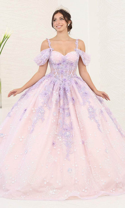 May Queen LK257 - Ethereal Tulle Ballgown Special Occasion Dresses 4 / Lilac/Blush