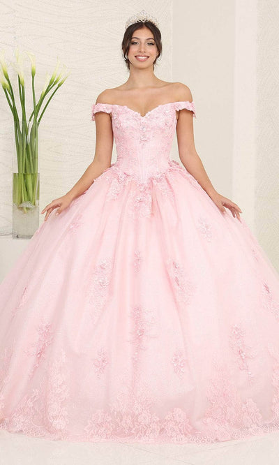 May Queen LK260 - Applique Off Shoulder Ballgown Special Occasion Dresses 4 / Blush