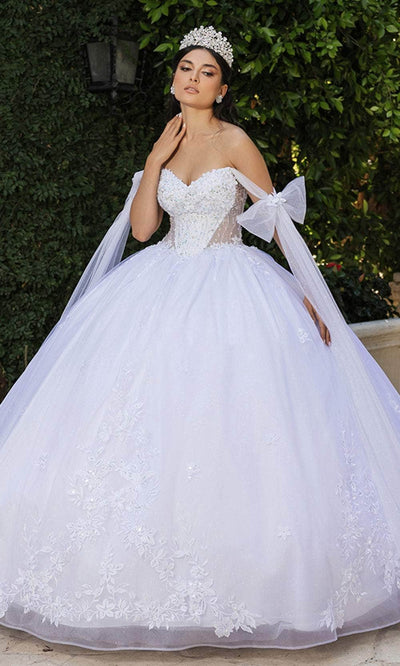 May Queen LK263 - Bow Basque Ballgown Quinceanera Dresses 4 /  White