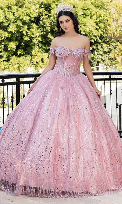 May Queen LK264 - Off-Shoulder Embellished Ballgown Quinceanera Dresses 2 /  Rose Gold