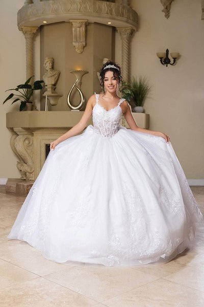 May Queen LK269 - Illusion Lace Ballgown Quinceanera Dresses