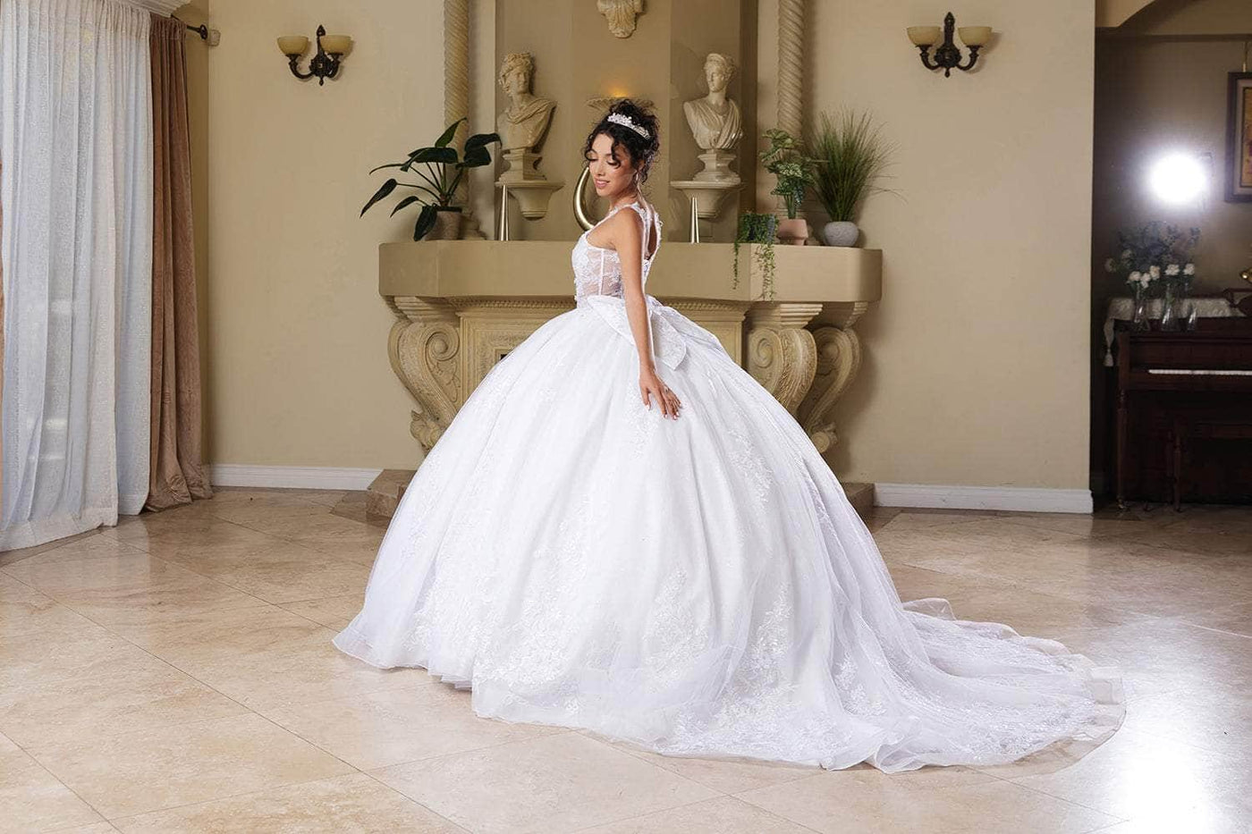 May Queen LK269 - Illusion Lace Ballgown Quinceanera Dresses