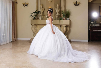 May Queen LK269 - Illusion Lace Ballgown Quinceanera Dresses