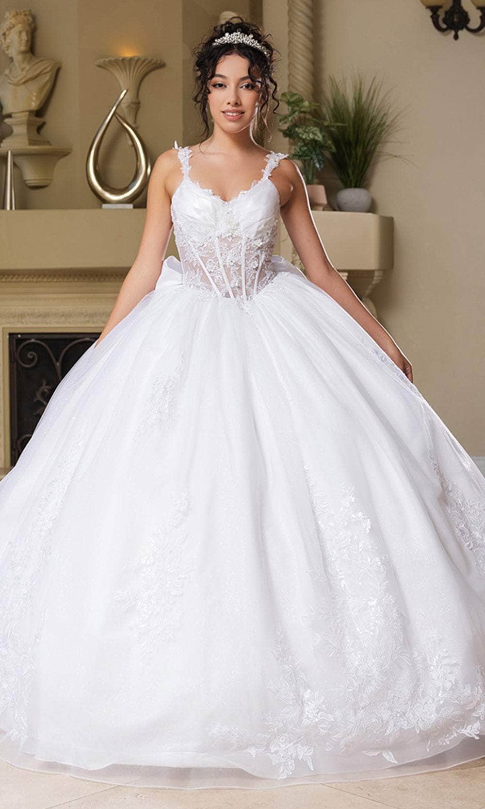 May Queen LK269 - Illusion Lace Ballgown Quinceanera Dresses