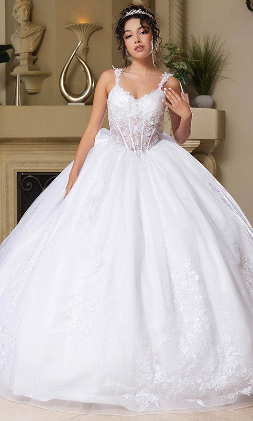 May Queen LK269 - Illusion Lace Ballgown Quinceanera Dresses