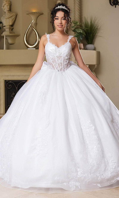 May Queen LK269 - Illusion Lace Ballgown Quinceanera Dresses
