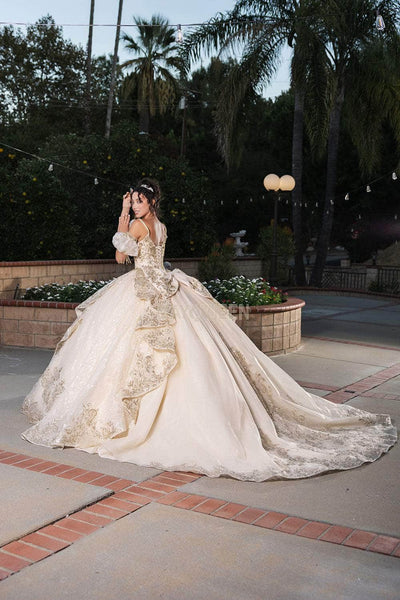 May Queen LK275 - Layered Skirt Sweetheart Lace Gown Quinceanera Dresses