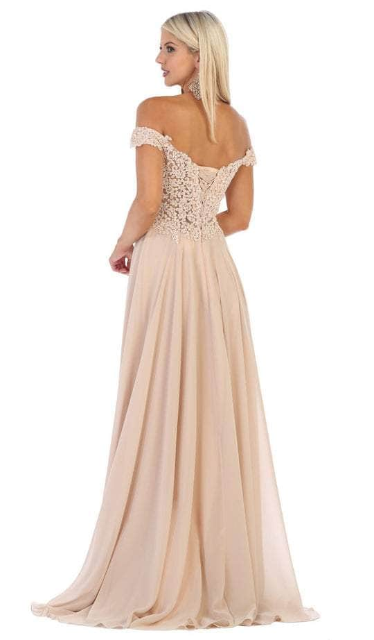 May Queen MQ1602 - Off Shoulder Chiffon Formal Gown Formal Gowns