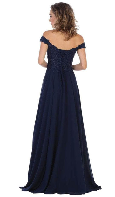 May Queen MQ1602 - Off Shoulder Chiffon Formal Gown Formal Gowns