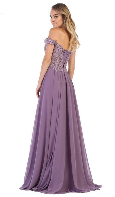 May Queen MQ1602 - Off Shoulder Chiffon Formal Gown Formal Gowns