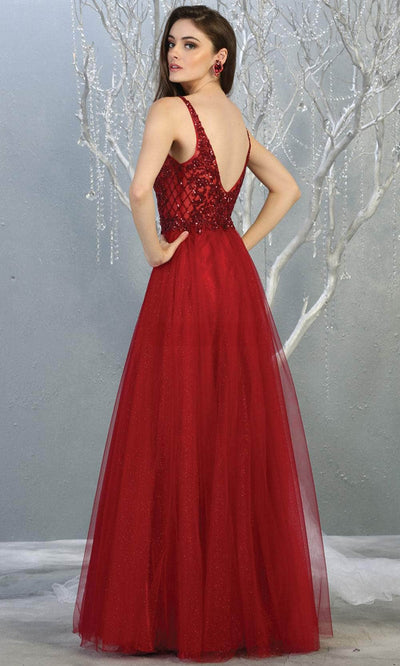 May Queen MQ1798 - Beaded Appliqued A-Line Prom Gown Prom Dresses