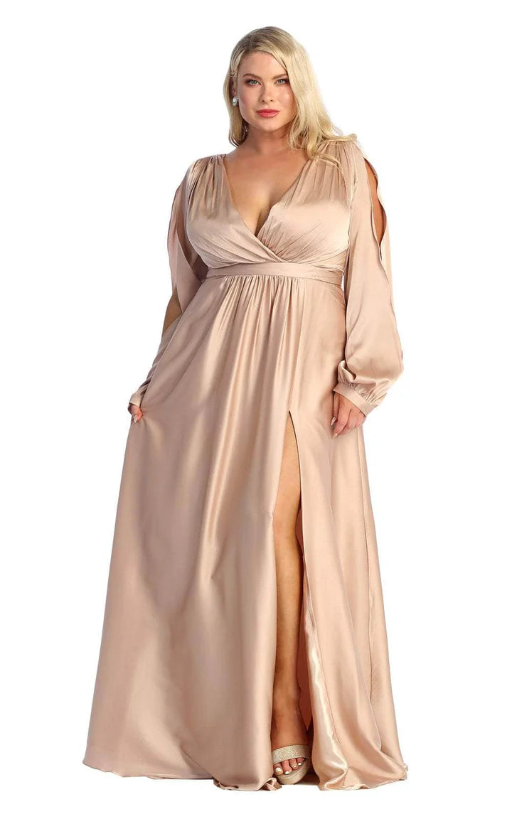 May Queen - MQ1857 Split Bishop Sleeve Surplice Gown