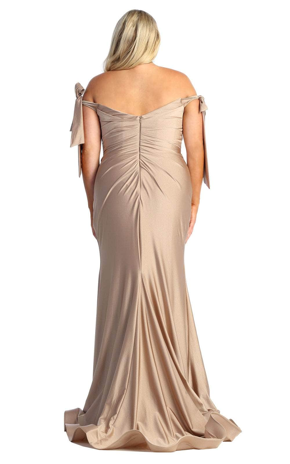 May Queen MQ1858 - Ruched Off Shoulder Evening Gown Special Occasion Dresses