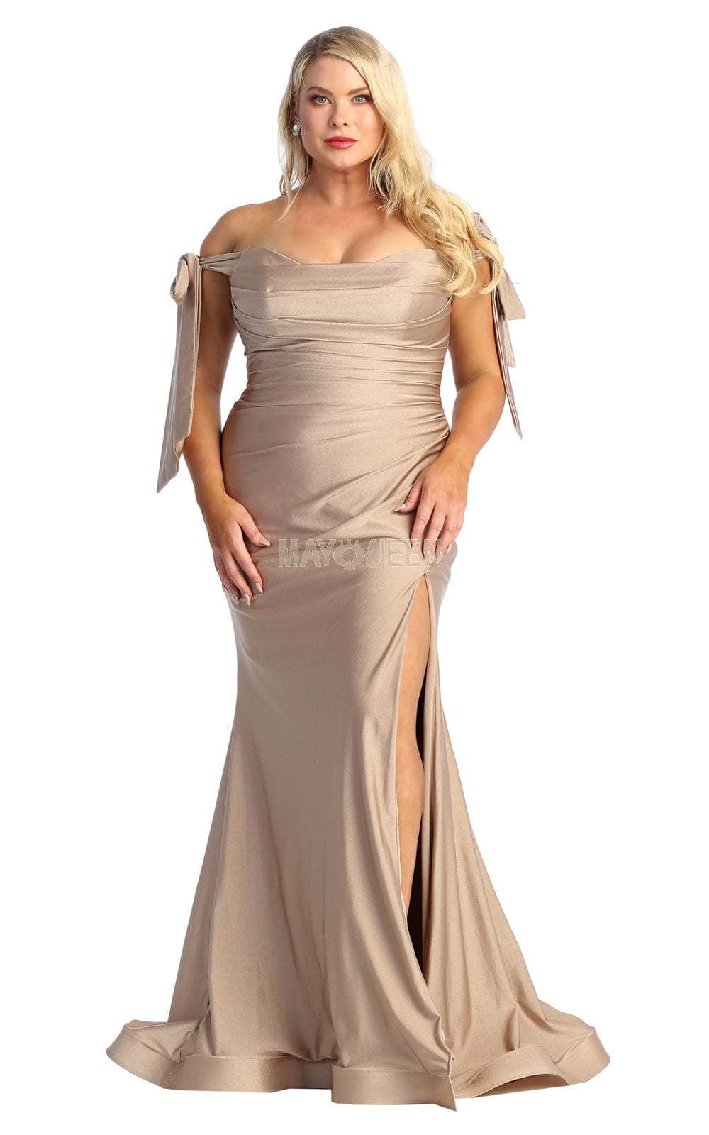 May Queen MQ1858 - Ruched Off Shoulder Evening Gown Special Occasion Dresses