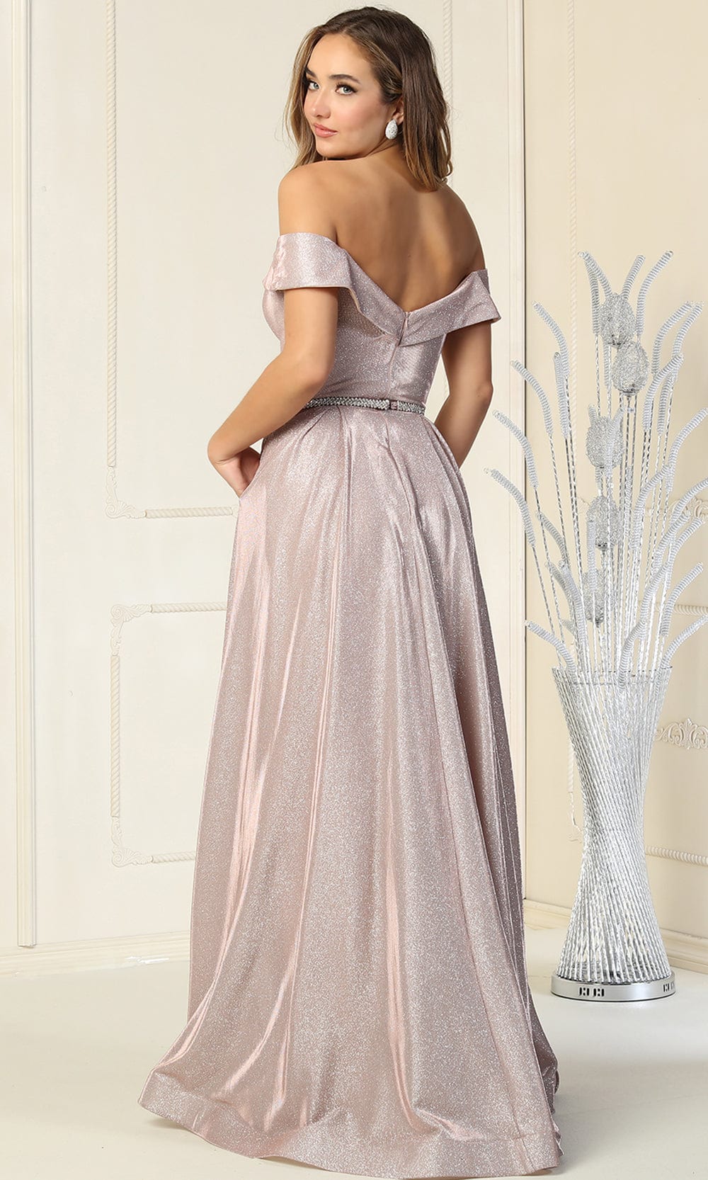 May Queen MQ1876 - Glitter Off Shoulder Prom Dress Special Occasion Dress