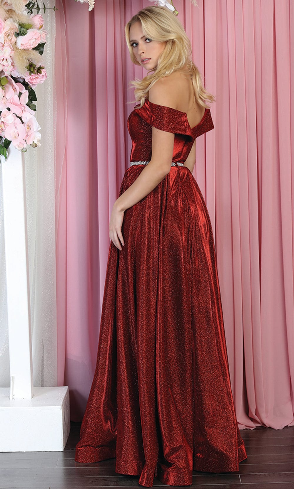 May Queen MQ1876 - Glitter Off Shoulder Prom Dress Special Occasion Dress