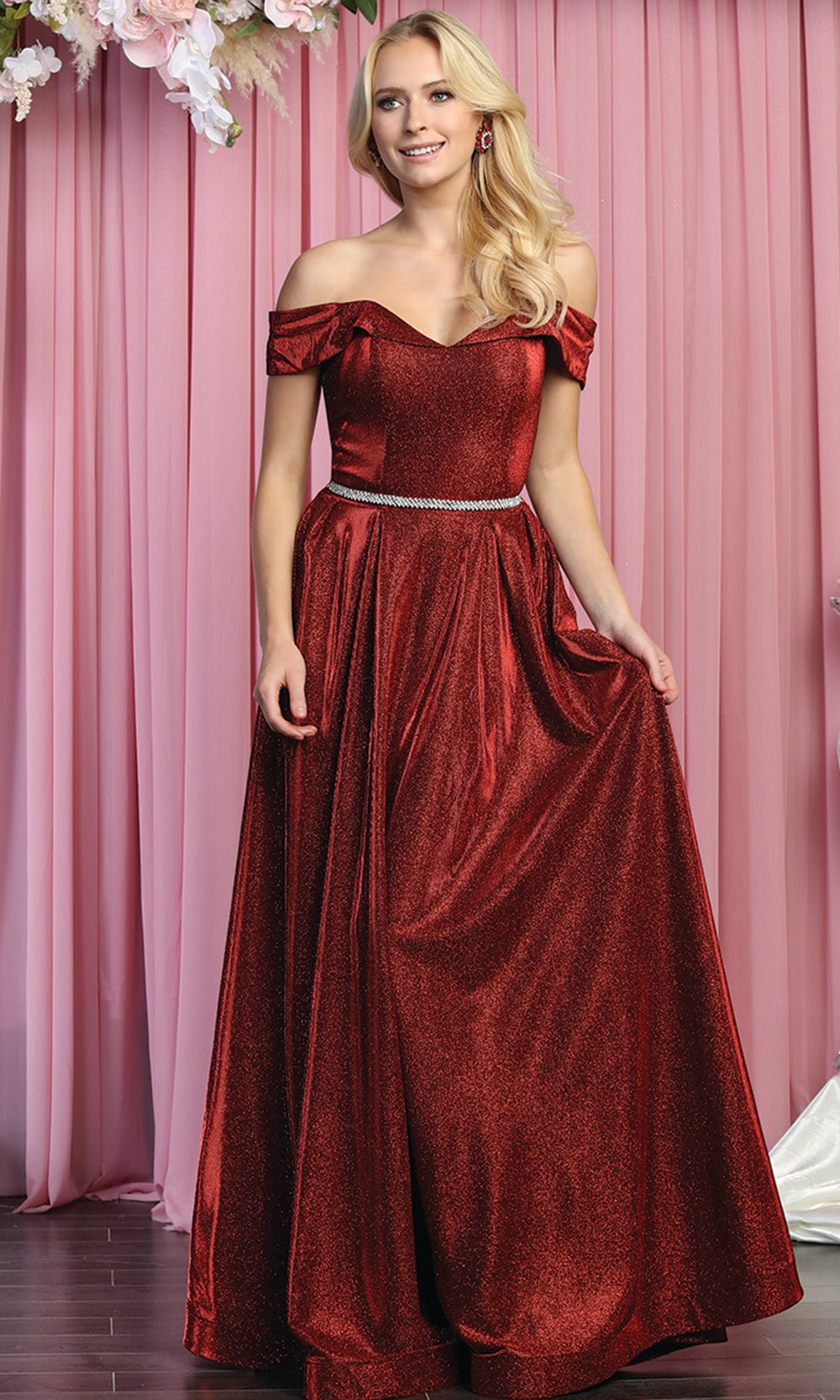 May Queen MQ1876 - Glitter Off Shoulder Prom Dress Special Occasion Dress