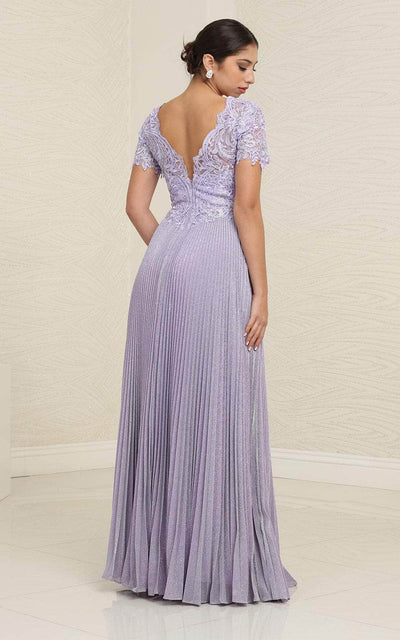 May Queen MQ1902B - Scallop Modest Pleated A-line Gown Evening Dresses