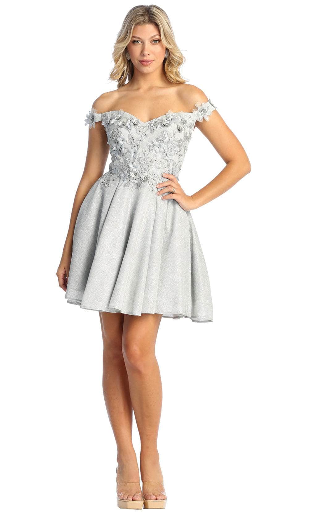May Queen MQ1906 - Floral Appliqued Sweetheart Cocktail Dress Cocktail Dresses