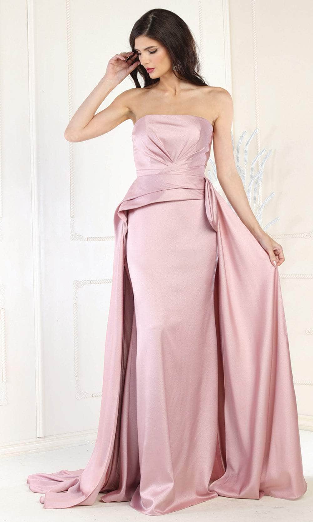 May Queen MQ1983 - Strapless Fitted Overlay Evening Dress Evening Dresses