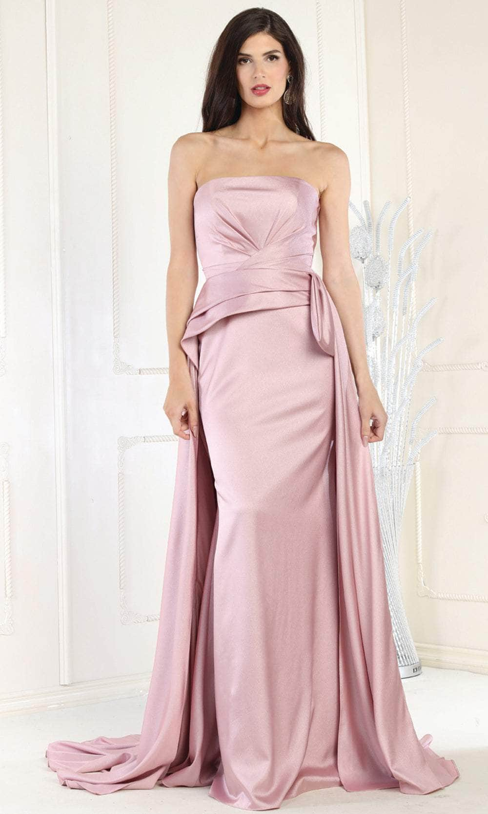 May Queen MQ1983 - Strapless Fitted Overlay Evening Dress Evening Dresses 4 / Mauve